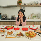 Microwave grill pan with lid for no-stove cooking